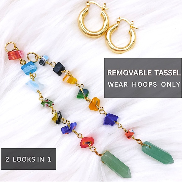 🔵𝟲𝟱%𝗢𝗙𝗙 𝗯𝘂𝗻𝗱𝗹𝗲𝘀 𝟯+🔵 NEW Long Colorful Stone Drop Earring - Picture 4 of 10